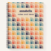 レインボーミッドセンチュリーパタモダンーンモノグラム ノートブック (正面)