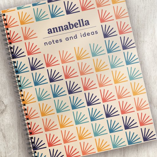 レインボーミッドセンチュリーパタモダンーンモノグラム ノートブック