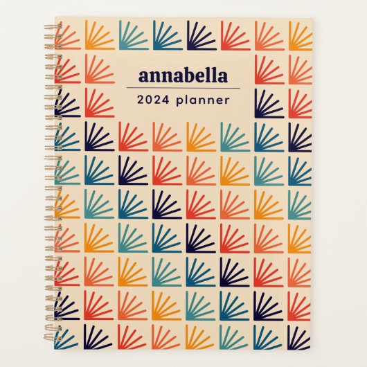 レインボーミッドセンチュリーパタモダンーンモノグラム プランナー手帳 (正面)