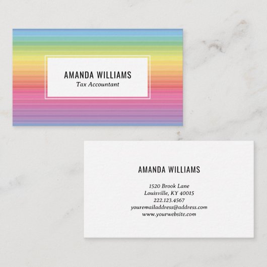 レインボーミニマストライプリスト手作り名刺 名刺 (正面/裏面)