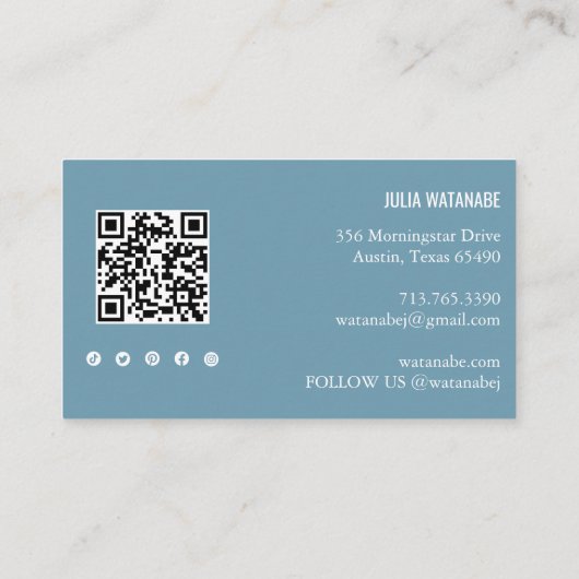 レインボーミニマストライプリストQRコードソーシャルメディア 名刺 (裏面)