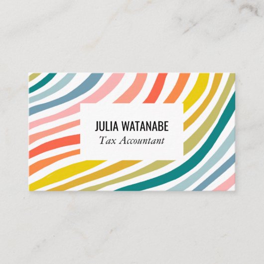 レインボーミニマストライプリストQRコードソーシャルメディア 名刺 (正面)