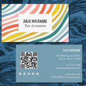 レインボーミニマストライプリストQRコードソーシャルメディア 名刺