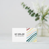 レインボーミニマリストストライプズハンドメイド 割引カード (スタンド正面)