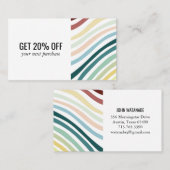 レインボーミニマリストストライプズハンドメイド 割引カード (正面/裏面)