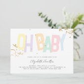レインボーミニマルオ男女兼用ベイビーシャワー 招待状 (スタンド正面)