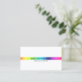 レインボーミニマルカラーズシンストライプ 名刺 (スタンド正面)