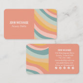 レインボーミニマルストライプリストの手作りソーシャルアイコン 名刺 (正面/裏面)