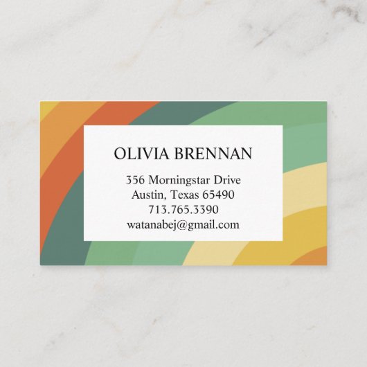 レインボーミニマルストライプリストズハンドメイドスクエア 名刺 (裏面)