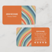 レインボーミニマルストライプリスト手作りブルーオレンジ 名刺 (正面/裏面)
