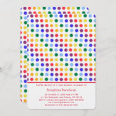レインボーミニマル水玉模様モダンベビーシャワー 招待状 (正面/裏面)