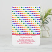 レインボーミニマル水玉模様モダンベビーシャワー 招待状 (スタンド正面)