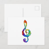 レインボーミュージカル鍵トレブルクレフ、 音符記号 インビテーションポストカード (正面/裏面)