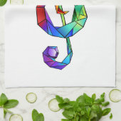 レインボーミュージカル鍵トレブルクレフ、 音符記号 キッチンタオル (折り畳み)