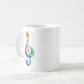 レインボーミュージカル鍵トレブルクレフ、 音符記号 コーヒーマグカップ (正面左)