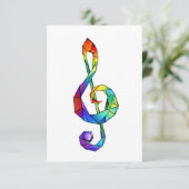 レインボーミュージカル鍵トレブルクレフ、 音符記号 サンキューカード (スタンド正面)