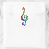 レインボーミュージカル鍵トレブルクレフ、 音符記号 スクエアシール (バッグ)