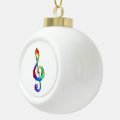 レインボーミュージカル鍵トレブルクレフ、 音符記号 セラミックボールオーナメント (右)