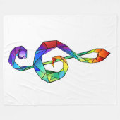 レインボーミュージカル鍵トレブルクレフ、 音符記号 フリースブランケット (正面(横))