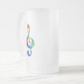 レインボーミュージカル鍵トレブルクレフ、 音符記号 フロストグラスビールジョッキ (正面左)