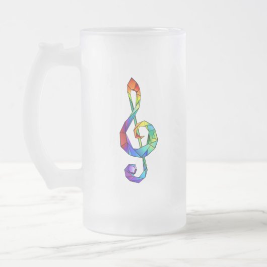 レインボーミュージカル鍵トレブルクレフ、 音符記号 フロストグラスビールジョッキ (左)