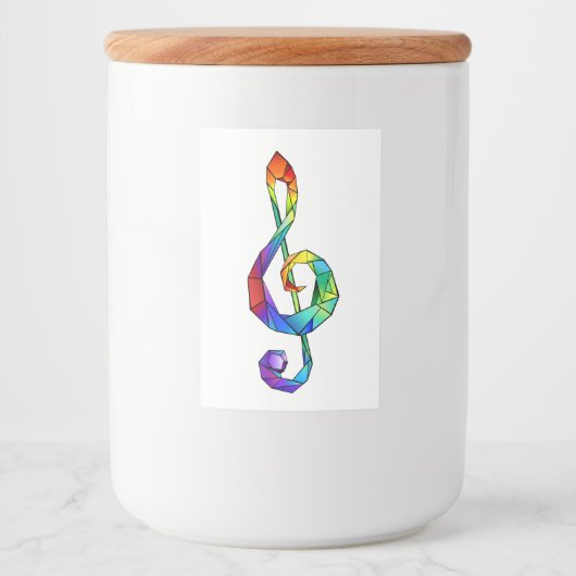 レインボーミュージカル鍵トレブルクレフ、 音符記号 フードラベル (正面)