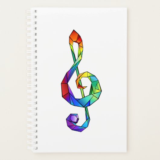 レインボーミュージカル鍵トレブルクレフ、 音符記号 プランナー手帳 (正面)