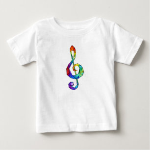 レインボーミュージカル鍵トレブルクレフ、 音符記号 ベビーTシャツ