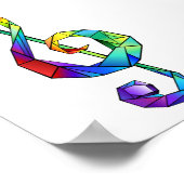 レインボーミュージカル鍵トレブルクレフ、 音符記号 ポスター (角)