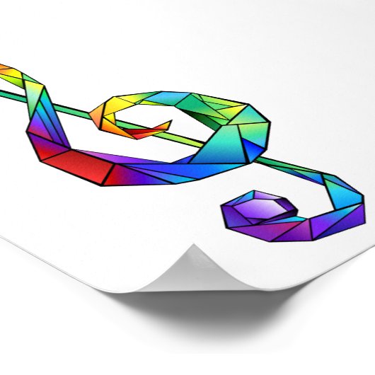 レインボーミュージカル鍵トレブルクレフ、 音符記号 ポスター (角)