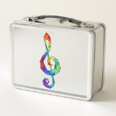 レインボーミュージカル鍵トレブルクレフ、 音符記号 メタルランチボックス (裏面)