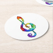 レインボーミュージカル鍵トレブルクレフ、 音符記号 ラウンドペーパーコースター (アングル)