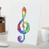 レインボーミュージカル鍵トレブルクレフ、 音符記号 台座サイン (インサイチュ)