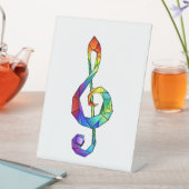 レインボーミュージカル鍵トレブルクレフ、 音符記号 台座サイン (インサイチュ)