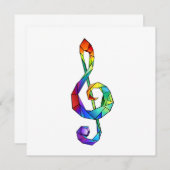 レインボーミュージカル鍵トレブルクレフ、 音符記号 招待状 (正面/裏面)