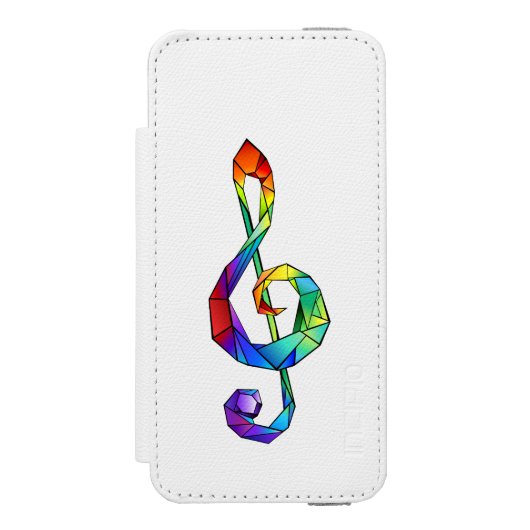 レインボーミュージカル鍵トレブルクレフ、 音符記号 INCIPIO iPhoneウォレットケース (フォリオ 正面)