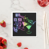 レインボーミュージックとカクテル新年ナプキンを祝う スタンダードカクテルナプキン (インサイチュ)