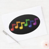 レインボーミュージックノートシール 楕円形シール (封筒)