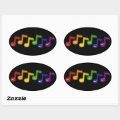 レインボーミュージックノートシール 楕円形シール (シート)