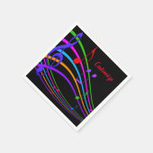 レインボーミュージックノートナプキン スタンダードカクテルナプキン (角)