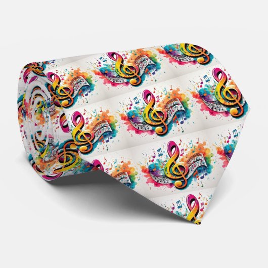 レインボーミュージックノートミュージシャンミュージック先生 ネクタイ (ロール)