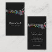 レインボーミュージックノート音楽先生 エレガント 名刺 (正面/裏面)