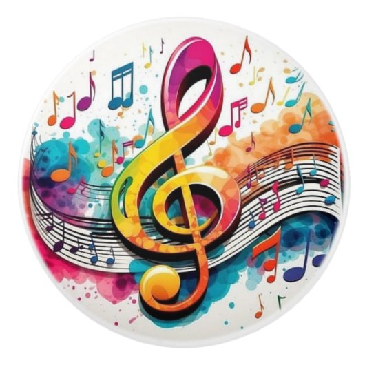 レインボーミュージックノート セラミックノブ (正面)