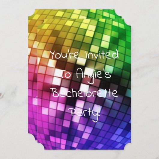 レインボーミラーボール独身最後のパーティー 招待状 (正面/裏面)