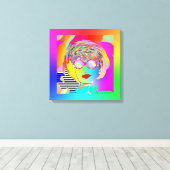 レインボーメガネをかけている女性+スモーク キャンバスプリント (インサイチュ (ウッドフロア))