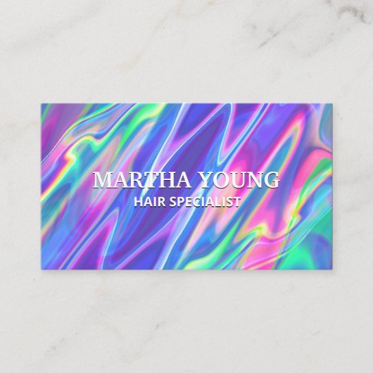 レインボーメタリック液体の背景 名刺 (正面)