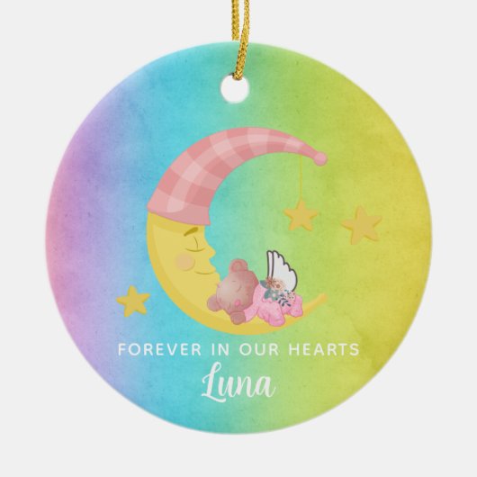 レインボーメモリアルガールベビーロスクリスマス セラミックオーナメント (正面)