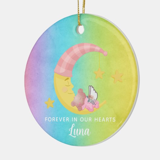 レインボーメモリアルガールベビーロスクリスマス セラミックオーナメント (左)
