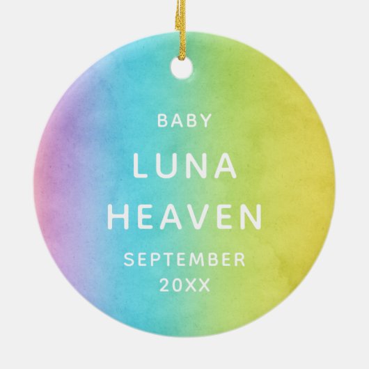 レインボーメモリアルガールベビーロスクリスマス セラミックオーナメント (裏面)