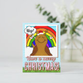 レインボーメリークリスマスを迎えるかわいいカタツムリ | シーズンポストカード (スタンド正面)